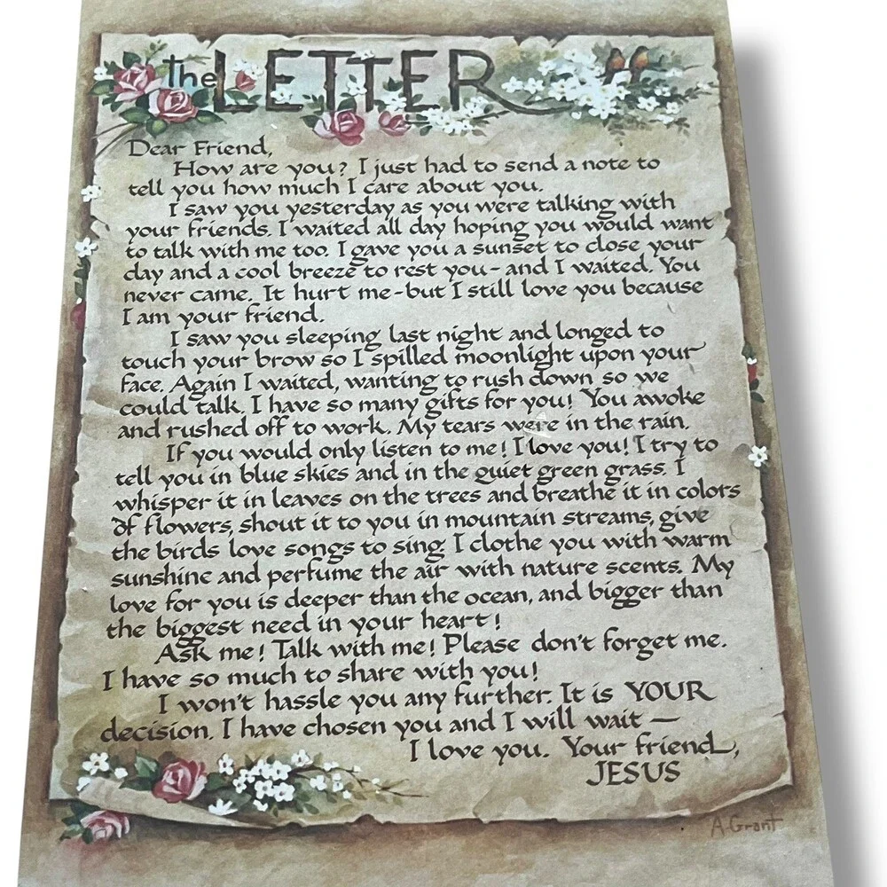 VTG Sealed The Letter A Note From Jesus Wall Sign - Cottagecore Gift